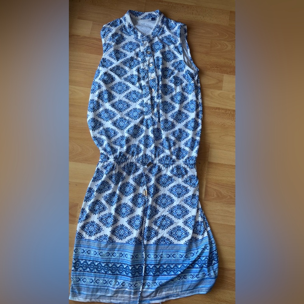 Cabana Life Blue and White Geometric Maxi Dress